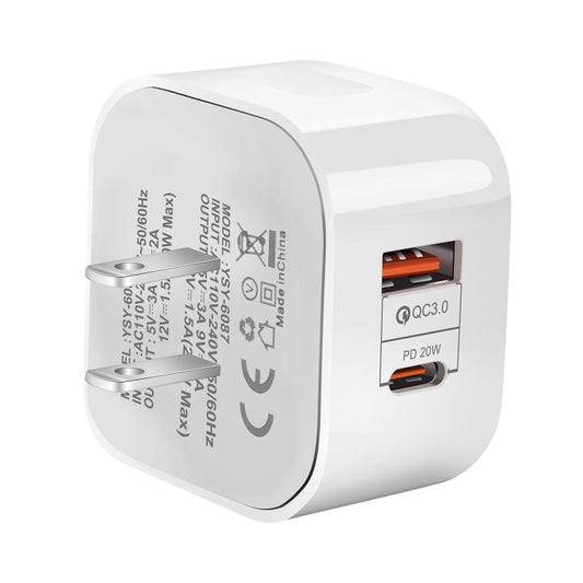 20W PD + QC 3.0 Dual Ports Travel Charger Power Adapter,, US Plug, EU Plug, UK Plug