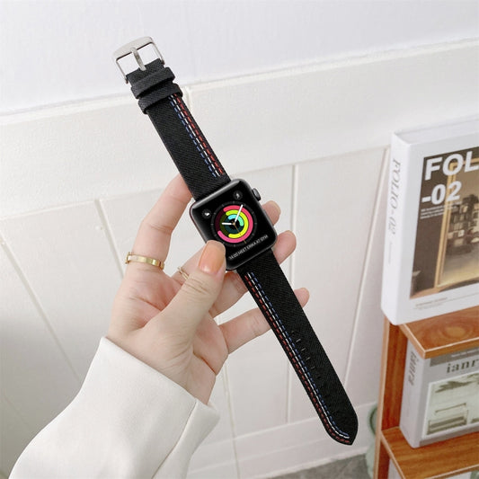 Three Lines Canvas Replacement Strap Watchband, For Apple Watch Series 7 41mm / & 6 & SE & 5 & 4 40mm, For Apple Watch Series 7 45mm / & 6 & SE & 5 & 4 44mm