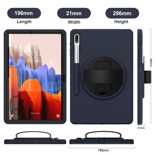 360 Degree Rotation PC + TPU Protective Case with Holder & Hand-strap & Pen Slot, For Samsung Galaxy Tab S8+ / Tab S8 Plus / Tab S7 FE / Tab S7+ SM-T970