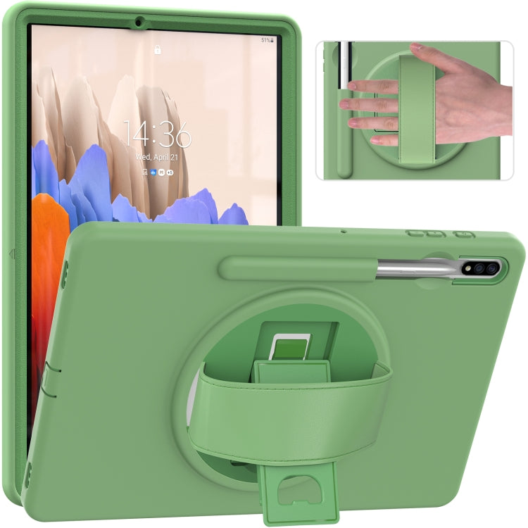 360 Degree Rotation PC + TPU Protective Case with Holder & Hand-strap & Pen Slot, For Samsung Galaxy Tab S8+ / Tab S8 Plus / Tab S7 FE / Tab S7+ SM-T970