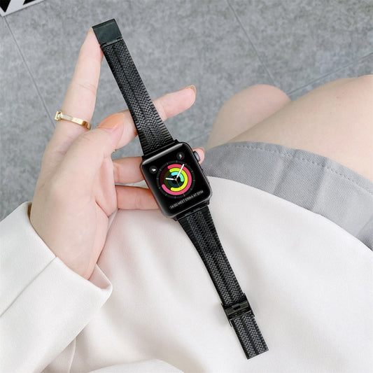 Double Lines Steel Replacement Strap Watchband, For Apple Watch Series 7 41mm / & 6 & SE & 5 & 4 40mm, For Apple Watch Series 7 45mm / & 6 & SE & 5 & 4 44mm
