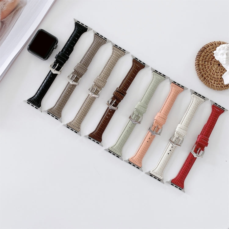 Crocodile Texture Leather Replacement Strap Watchband, For Apple Watch Series 7 41mm / & 6 & SE & 5 & 4 40mm, For Apple Watch Series 7 45mm / & 6 & SE & 5 & 4 44mm