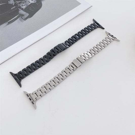 Three-beads Steel Replacement Strap Watchband, For Apple Watch Series 7 41mm / & 6 & SE & 5 & 4 40mm, For Apple Watch Series 7 45mm / & 6 & SE & 5 & 4 44mm, For Apple Watch Ultra 49mm&Watch Ultra 2 49mm, For Apple Watch Series 9&8&7 41mm