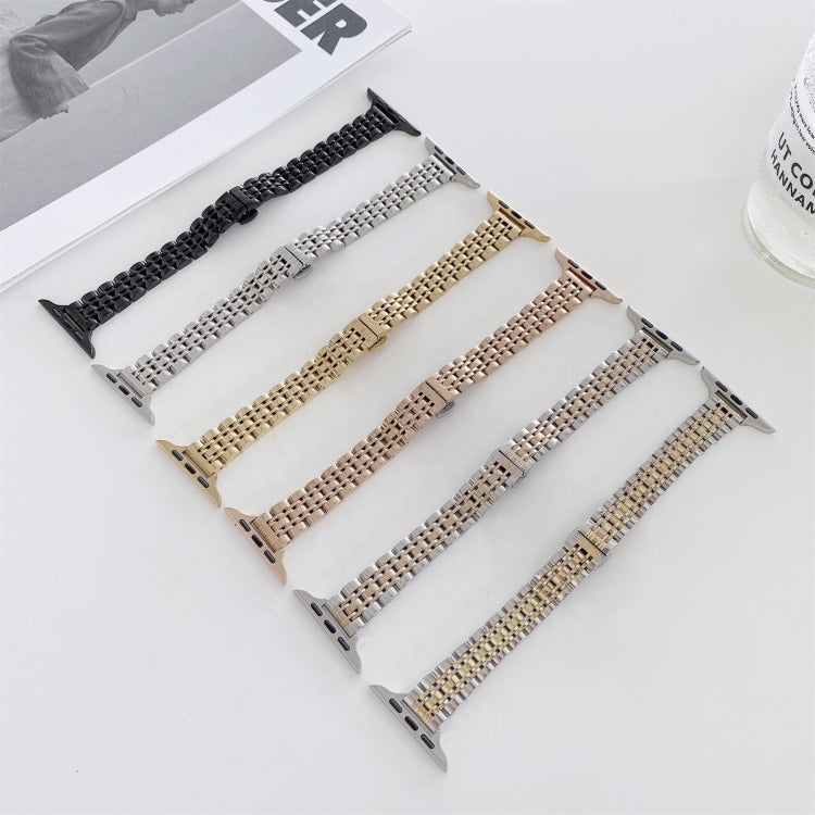 Seven-beads Steel Replacement Strap Watchband, For Apple Watch Ultra 49mm, For Apple Watch Series 9&8&7 41mm, For Apple Watch Series 7 41mm / & 6 & SE & 5 & 4 40mm, For Apple Watch Series 7 45mm / & 6 & SE & 5 & 4 44mm