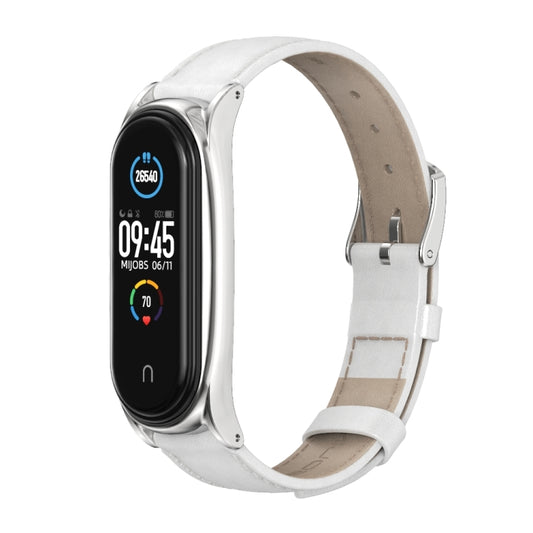 For Xiaomi Mi Band 6 / 5 Mijobs First Layer Cowhide Plus Replacement Watchband