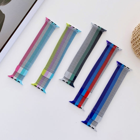 Four-colors Milanese Replacement Strap Watchband, For Apple Watch Series 7 41mm / & 6 & SE & 5 & 4 40mm, For Apple Watch Series 7 45mm / & 6 & SE & 5 & 4 44mm