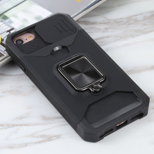 Sliding Camera Cover Design PC + TPU Shockproof Case with Ring Holder & Card Slot, For iPhone SE 2022 / SE 2020 / 8 / 7 / 6s / 6, For iPhone 8 Plus / 7 Plus / 6s Plus / 6 Plus