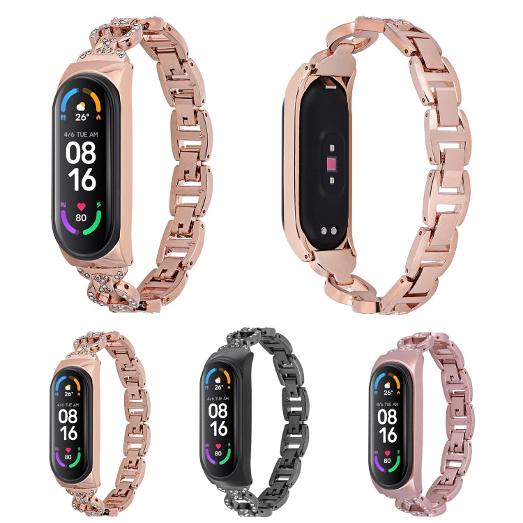 8-shaped Diamond Alloy Replacement Strap Watchband, For Xiaomi Mi Band 6 / 5, For Xiaomi Mi Band 4 / 3