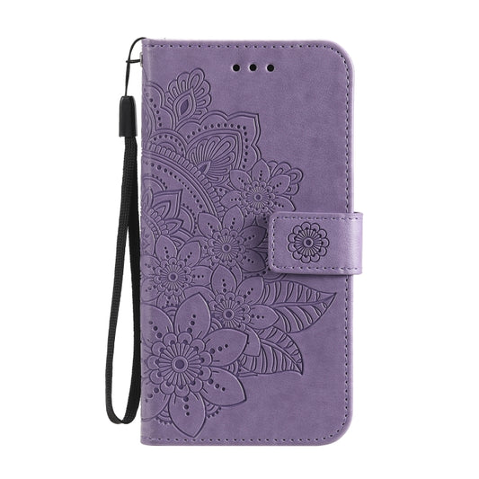 7-petal Flowers Embossed Flip Leather Phone Case with Holder & Card Slots, For Samsung Galaxy A03s (164.2mm)