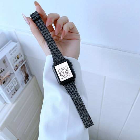 Small Waist Carbon Fiber Strap Watchband For Apple Watch Series, 7 41mm / 6&SE&5&4 40mm / 3&2&1 38mm, 7 45mm / 6&SE&5&4 44mm / 3&2&1 42mm