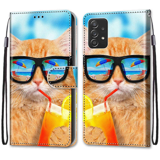 Coloured Drawing Cross Texture Horizontal Flip Leather Phone Case with Holder & Card Slots & Wallet & Lanyard, For Samsung Galaxy A53 5G, For Samsung Galaxy M52 5G