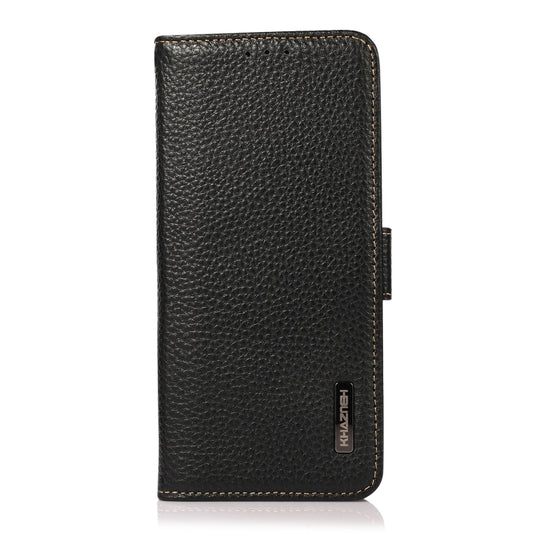 KHAZNEH Side-Magnetic Litchi Genuine Leather RFID Case, For iPhone 13 mini, For iPhone 13, For iPhone 13 Pro, For iPhone 13 Pro Max, For iPhone 12 mini, For iPhone 12 / 12 Pro, For iPhone 12 Pro Max, For iPhone 11, For iPhone 11 Pro, For iPhone 11 Pro Max