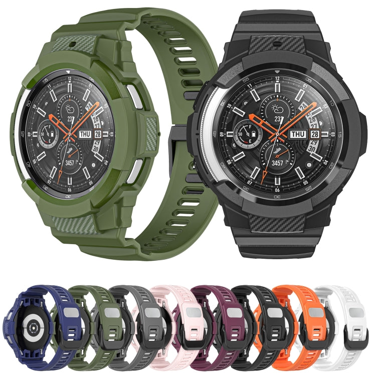 Carbon Fiber Sport Silicone Integrated Watchband, For Samsung Galaxy Watch4 40mm, For Samsung Galaxy Watch4 Classic 42mm
