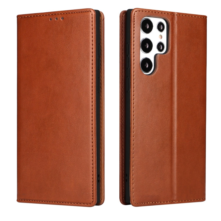 Fierre Shann PU Genuine Leather Texture Leather Phone Case, For Samsung Galaxy S22 5G, For Samsung Galaxy S22+ 5G, For Samsung Galaxy S22 Ultra 5G