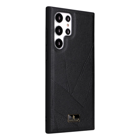Fierre Shann Leather Texture Phone Back Cover Case, For Samsung Galaxy S22 5G, For Samsung Galaxy S22+ 5G, For Samsung Galaxy S22 Ultra 5G