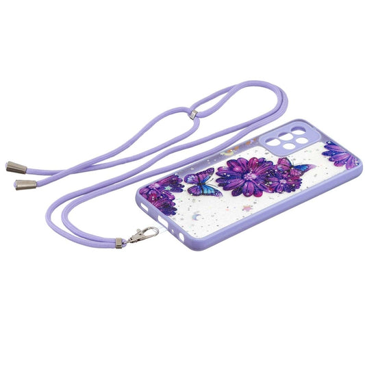 Starry Sky Epoxy TPU Phone Case with Neck Lanyard, For Samsung Galaxy A73 5G