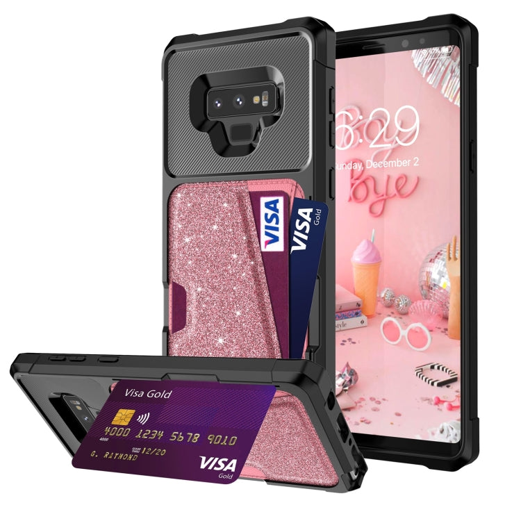 Glitter Magnetic Card Bag Phone Case, For Samsung Galaxy S10, For Samsung Galaxy S10+, For Samsung Galaxy S10e, For Samsung Galaxy S9, For Samsung Galaxy S9+, For Samsung Galaxy Note9