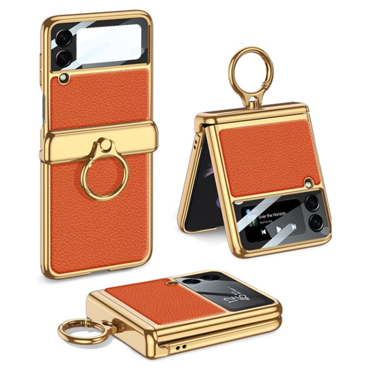 GKK Integrated Plating + Leather Flip Phone Case, For Samsung Galaxy Z Flip3 5G