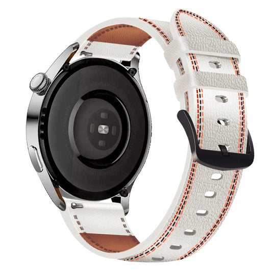 Sewing Thread Genuine Leather Watch Band, For Samsung Galaxy Watch 3 45mm, For Huawei Watch GT 3 46mm