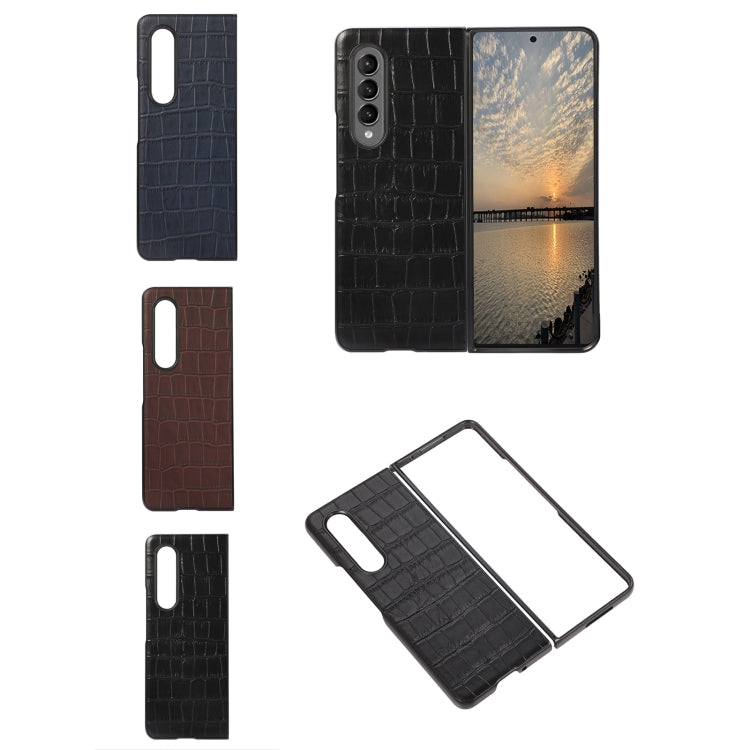 Crocodile Texture Genuine Leather Phone Case, For Samsung Galaxy Z Fold4