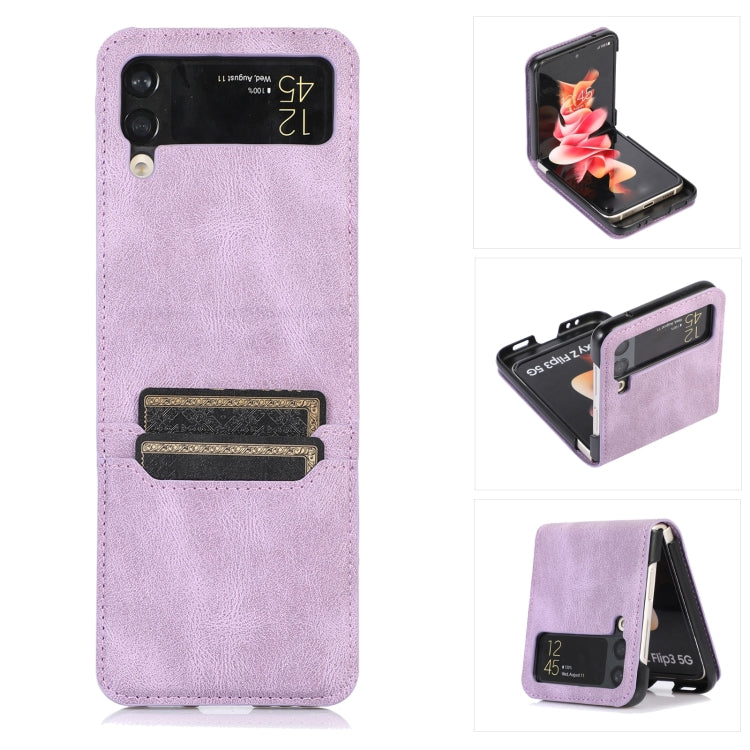 Card Slot Leather Phone Case, For Samsung Galaxy Z Flip4, For Samsung Galaxy Z Flip3 5G, For Samsung Galaxy Z Fold3 5G