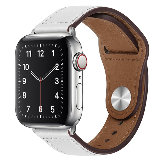 PU Leather Silver Buckle Watch Band For Apple Watch Series, 7 45mm / 6&SE&5&4 44mm / 3&2&1 42mm, 7 41mm / 6&SE&5&4 40mm / 3&2&1 38mm