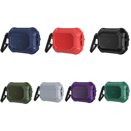 Carbon Brazing Dimension TPU+PC Headphone Protective Cover with Switch Lock & Carabiner, For AirPods Pro