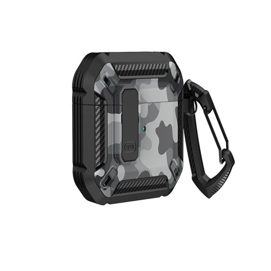 Two-Tone Printed Earphone Case with Switch Lock & Carabiner, For AirPods 1/2, For AirPods Pro, For AirPods 3