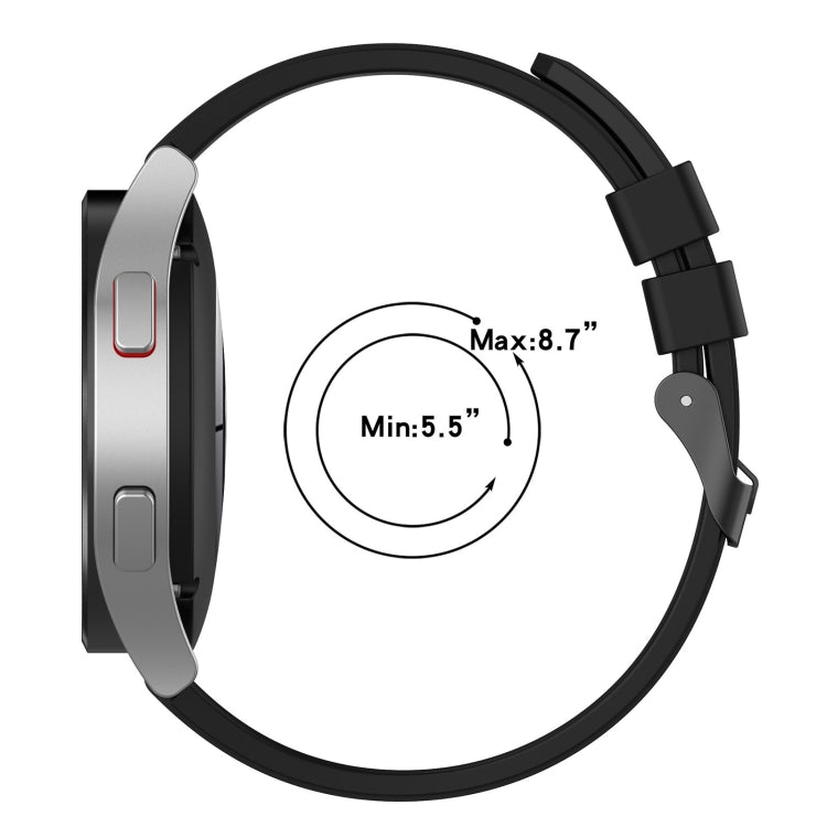 20mm Black Buckle Step Silicone Watch Band, For Samsung Galaxy Watch 5 40mm, For Samsung Galaxy Watch 5 44mm, For Samsung Galaxy Watch 5 Pro 45mm