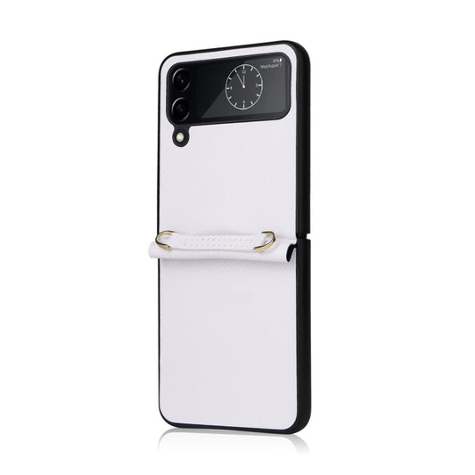Twill Texture Leather Phone Case with Lanyard, For Samsung Galaxy Z Flip4