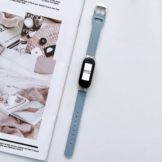 8-buckle Leather Watch Band, For Xiaomi Mi Band 3 / 4, For Xiaomi Mi Band 5 / 6, For Xiaomi Mi Band 7