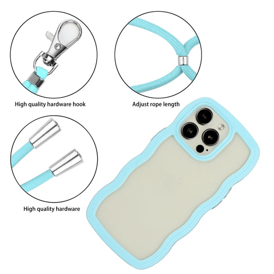 Lanyard Candy Color Wave TPU Clear PC Phone Case, For iPhone 15 Pro Max, For iPhone 15 Pro, For iPhone 15 Plus, For iPhone 15, For iPhone 14, For iPhone 14 Plus, For iPhone 14 Pro, For iPhone 14 Pro Max