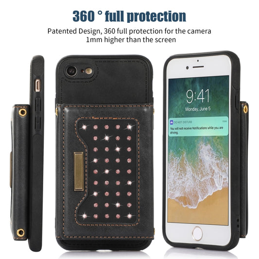 Three-fold RFID Leather Phone Case with Lanyard, For iPhone 6/6s, For iPhone 6 Plus, For iPhone 7/8/SE 2020/SE 2022, For iPhone 7 Plus/8 Plus, For iPhone 11, For iPhone 12, For iPhone 11 Pro, For iPhone 11 Pro Max, For iPhone 12 Pro Max