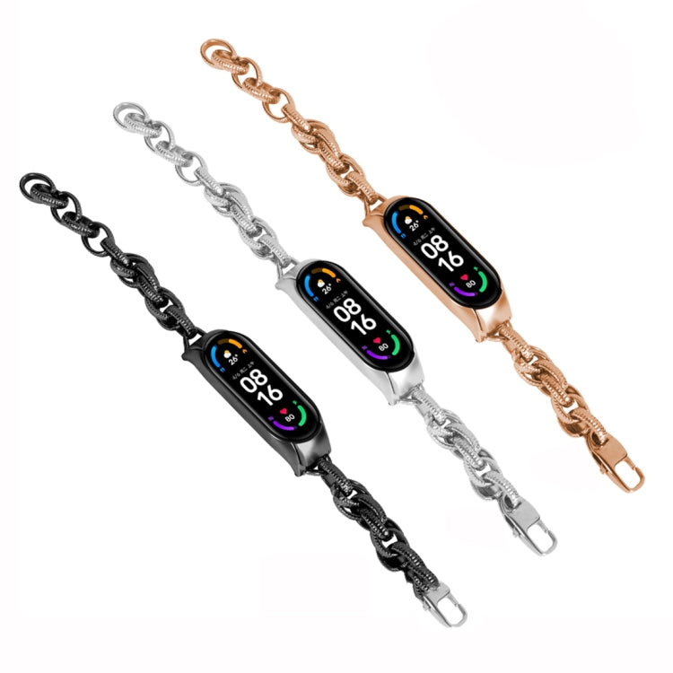 Corrugated Twist Chain Metal Watch Band, For Xiaomi Mi Band 3 / 4, For Xiaomi Mi Band 5 / 6, For Xiaomi Mi Band 7