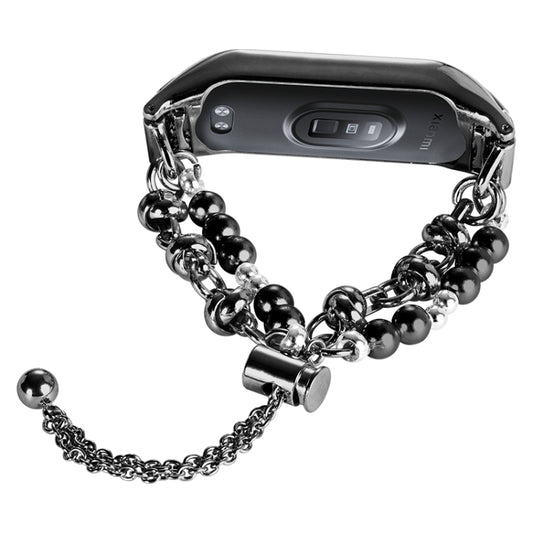 Double Pearl Bead String Metal Watch Band, For Xiaomi Mi Band 3 / 4, For Xiaomi Mi Band 5 / 6, For Xiaomi Mi Band 7