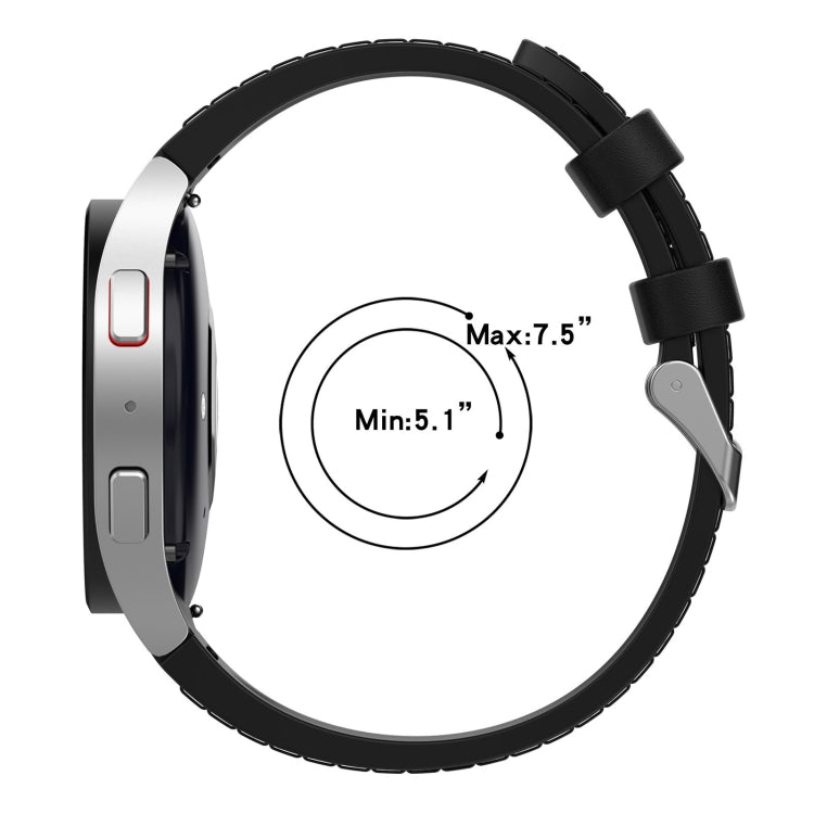 For Samsung Galaxy Watch5 44mm / 40mm Silicone Leather Silver Buckle Watch Band, S, L