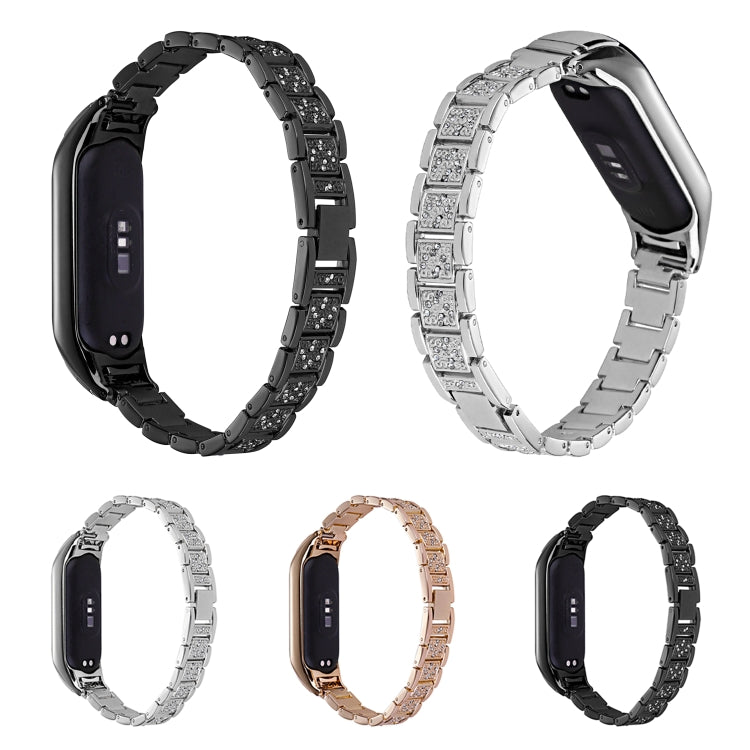 Universal Three-beads Full Diamond Metal Watch Band, For Xiaomi Mi Band 7, For Xiaomi Mi Band 6 / 5, For Xiaomi Mi Band 4 / 3