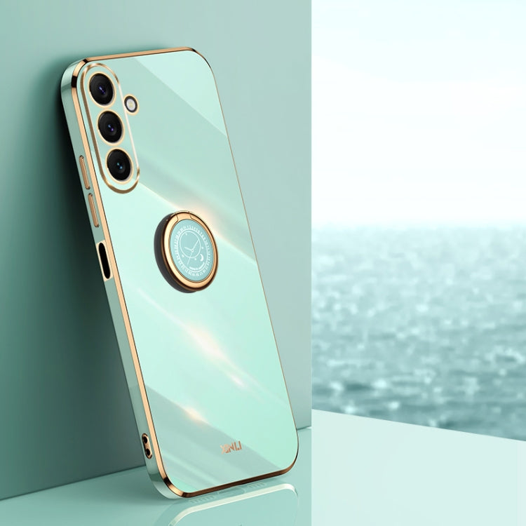 XINLI Straight Edge 6D Electroplate TPU Phone Case with Ring Holder, For Samsung Galaxy A05, For Samsung Galaxy A05s, For Samsung Galaxy M34 5G, For Samsung Galaxy A25 5G, For Samsung Galaxy S23 FE 5G, For Samsung Galaxy M54 5G