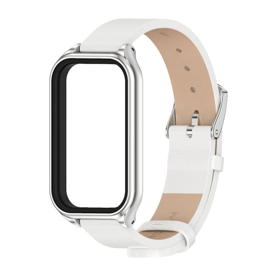 Mijobs Metal Shell Microfiber PU Leather Watch Band, For Xiaomi Smart Band 8 Active / Redmi Band 2