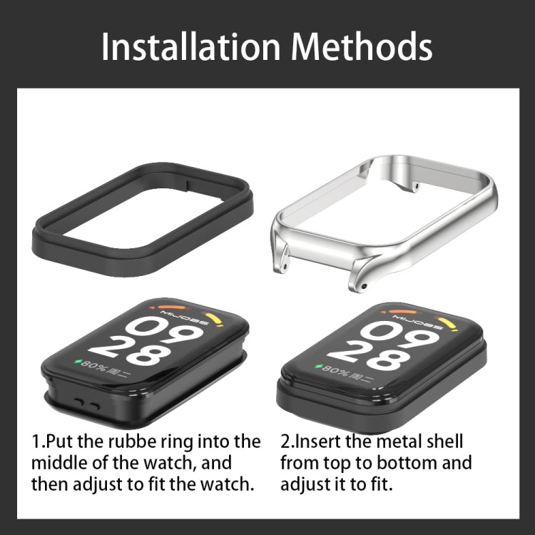 Mijobs Metal Shell + Milan Buckle Metal Watch Band, For Xiaomi Smart Band 8 Active / Redmi Band 2