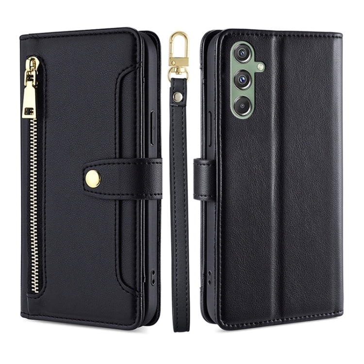 Sheep Texture Cross-body Zipper Wallet Leather Phone Case, For Samsung Galaxy M34 5G / F34 5G, For Samsung Galaxy S23 FE 5G, For Samsung Galaxy M54 5G, For Samsung Galaxy F14 5G, For Samsung Galaxy A34 5G, For Samsung Galaxy A54 5G