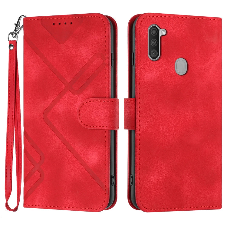 Line Pattern Skin Feel Leather Phone Case, For Samsung Galaxy A11 EU Version, For Samsung Galaxy S20, For Samsung Galaxy S20+, For Samsung Galaxy A21 EU Version, For Samsung Galaxy A71 4G, For Samsung Galaxy A51 4G, For Samsung Galaxy A50 / A50s