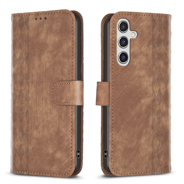 Plaid Embossed Leather Phone Case, For Samsung Galaxy A35, For Samsung Galaxy S24 Ultra 5G, For Samsung Galaxy A15, For Samsung Galaxy A25 5G, For Samsung Galaxy S23 5G, For Samsung Galaxy A55, For Samsung Galaxy S24+ 5G, For Samsung Galaxy S23 FE 5G