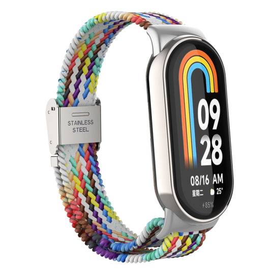 Metal Head + Adjustable Nylon Braided Steel Buckle Watch Band, For Xiaomi Mi Band 8