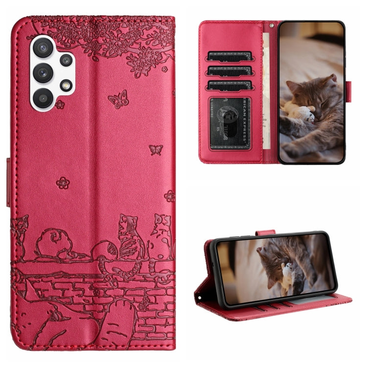Cat Embossing Pattern Leather Phone Case with Lanyard, For Samsung Galaxy A13 4G, For Samsung Galaxy S22 Ultra, For Samsung Galaxy S22+, For Samsung Galaxy S22, For Samsung Galaxy A22 5G, For Samsung Galaxy S21 FE, For Samsung Galaxy A72