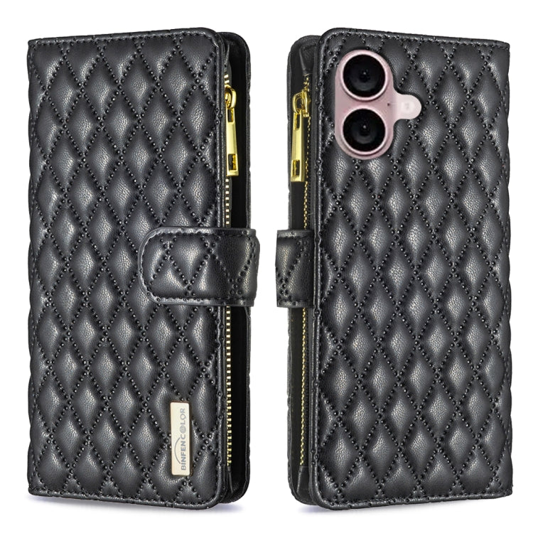 Diamond Lattice Zipper Wallet Leather Flip Phone Case, For iPhone 18 Pro/17 Pro, For iPhone 18 Pro Max/17 Pro Max, For iPhone 17, For iPhone 17 Air, For iPhone 16 Pro Max, For iPhone 16 Pro, For iPhone 16 Plus, For iPhone 16