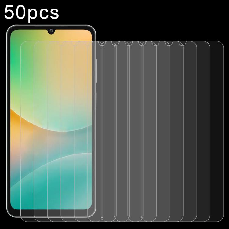 50pcs 0.26mm 9H 2.5D Tempered Glass Film, For Samsung Galaxy M06 5G, For Samsung Galaxy F06 5G, For Samsung Galaxy A06 5G, For Samsung Galaxy A35 / M35 / A36, For Samsung Galaxy A05s / M14 4G, For Samsung Galaxy F14 4G, For Samsung Galaxy S24 FE 5G