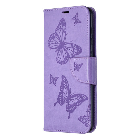 Embossing Two Butterflies Pattern Horizontal Flip PU Leather Case with Holder & Card Slot & Wallet & Lanyard, For Samsung Galaxy A21s