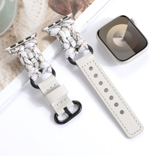 Paracord Genuine Leather Watch Band, For Apple Watch Series 8 41mm, For Apple Watch Series 8 45mm, For Apple Watch SE 2022 40mm, For Apple Watch SE 2022 44mm, For Apple Watch Series 7 41mm, For Apple Watch Series 7 45mm