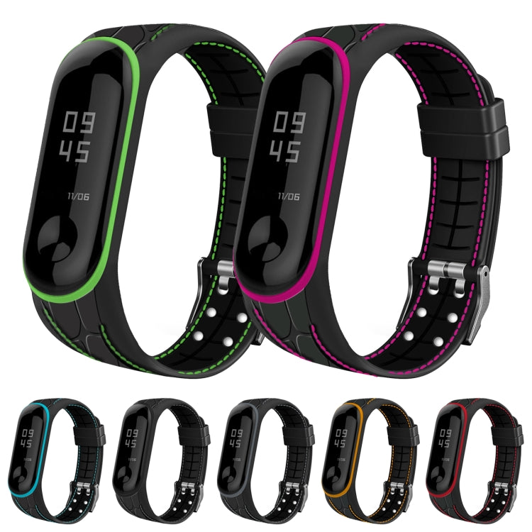 For Xiaomi Mi Band 4 / 3 Silicone Two-color Thread Replacement Strap Watchband, Single Bead Texture, Honeycomb Texture, Bamboo Joint Texture